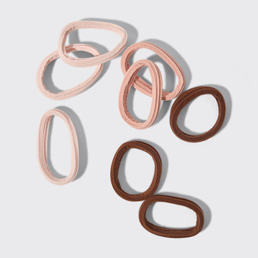 Recycled Seamless Hair Elastics 8pc Set- Rosewood - Scrunchies & Hair Ties