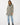 Chevron Notched Lapel Long Sleeve Coat - Cream/Black / L - Coat