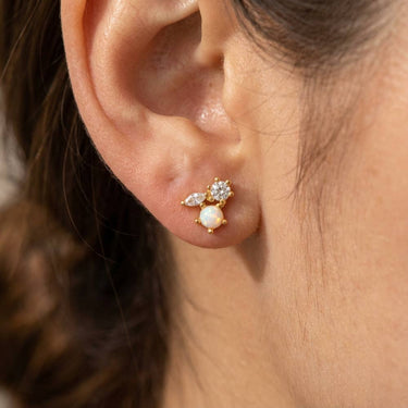 Mini Triple Rhinestone Stud Earring - G - Studs