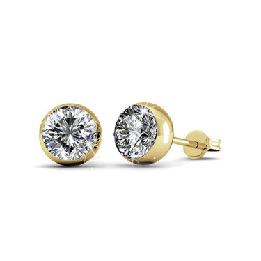 Moon earrings - gold and crystal