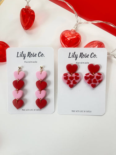 Heart 4 Tier Dangle Earrings