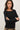 Model wearing black Ultra Soft Boatneck Basic Long Sleeve Top