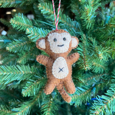 Monkey Felt Wool Christmas Ornament