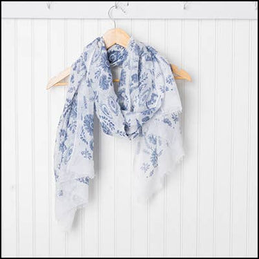 Floral sketch cotton blend scarf