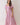 Pink Tropical Print Puff Sleeve Midi Dress featuring a V-neckline and puff sleeves in a tropical leaf pattern.