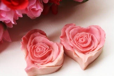 Valentine's Red Rose Heart Travel Soap in pink and red rose shapes