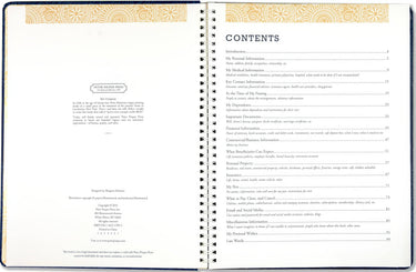 Peace of Mind Planner open pages with guided prompts