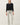 Pointelle 3/4 Sleeve Cardigan in black full length view