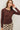 Ribbed Button Up Cardigan in burgundy with patterned skirt