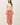 Pointelle 3/4 Sleeve Cardigan in coral full-length view