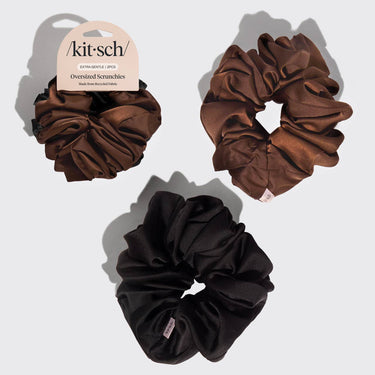 Black & Chocolate Oversized Scrunchies set in black and chocolate colors