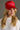 Red and pink merry trucker hat for women