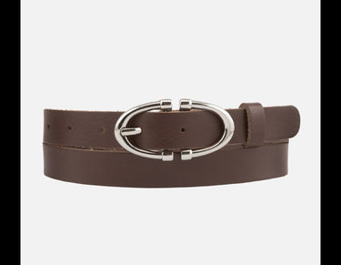 Liane Slim Leather Belt for Women - Brown