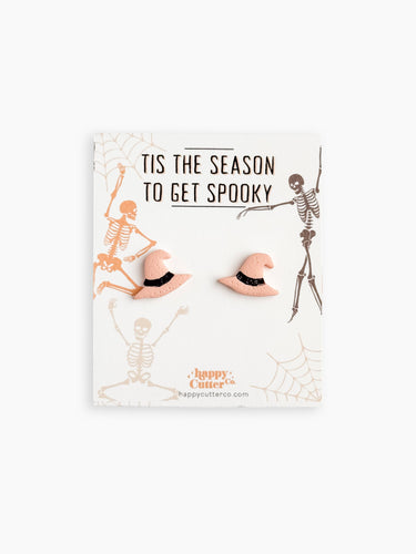 Halloween Studs – Soft Pink Witch Hat Halloween Earrings