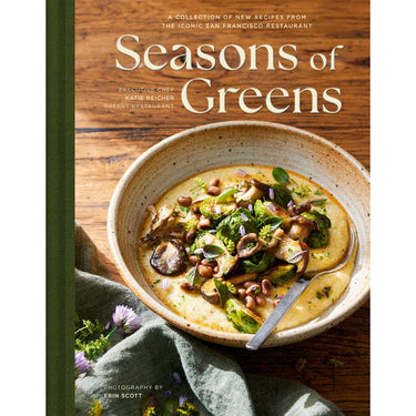 Seasons of Greens cookbook cover with vegetable dish