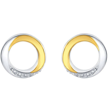 Two-Tone Sterling Silver Swirled Circle Earrings