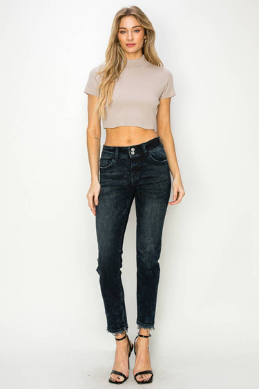 MID RISE CIGARETTE JEANS - DARK WITH BLACK TINT / 5 - Jeans