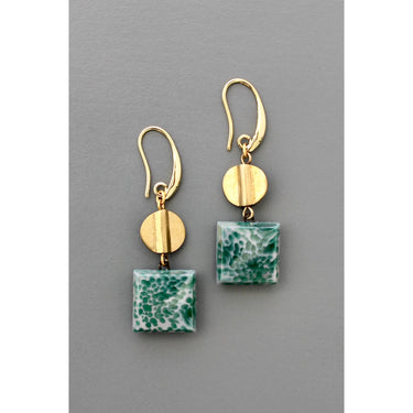 Vintage speckled square glass earrings