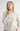 Close-up of model wearing Irisha Diamond Pointelle Sweater in Oatmeal,