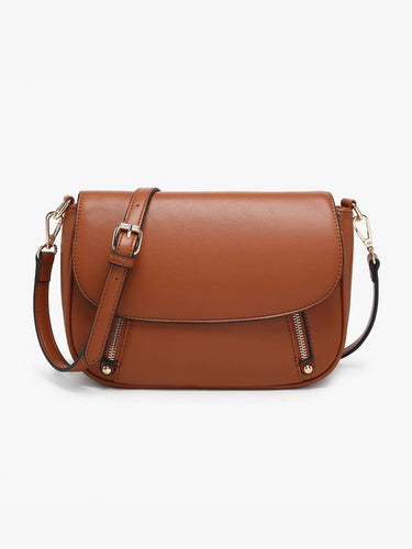 Dual zip flapover crossbody bag for women