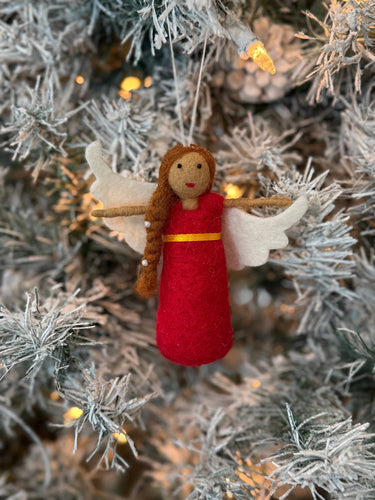 Felt angel Christmas ornament red dress