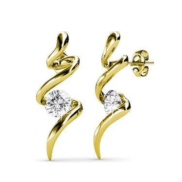 Spiral earrings - gold and crystal