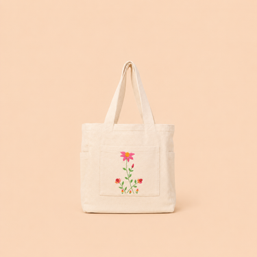 Handmade Weekender Off-White Tote (Pink) Survivor