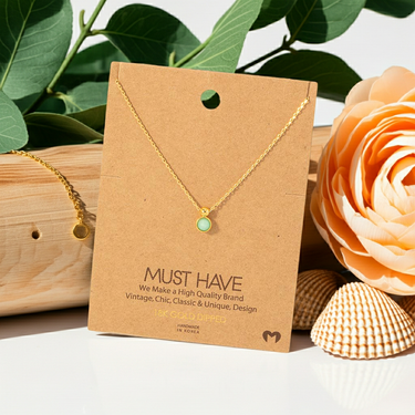 Gold Dipped Stone Bead Pendant Necklace