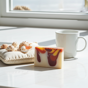 Organic Lava Handmade Soap displayed on a white surface