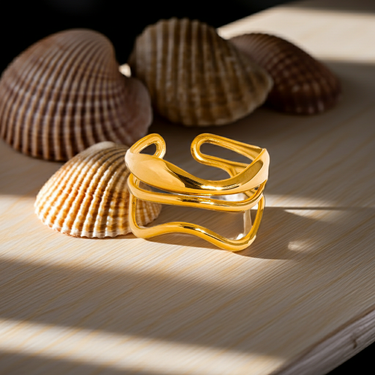 18K gold non-tarnish abstract ring