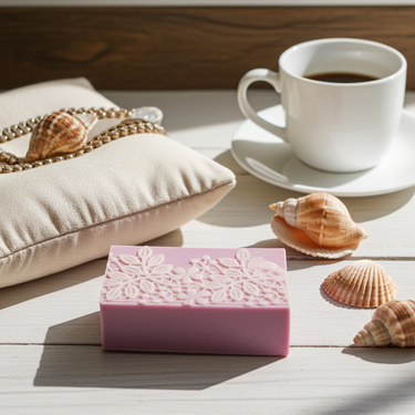 Organic Natural Handmade Soap bars displayed with natural ingredients and botanical styling