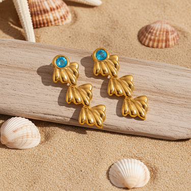 Clay 18K gold non-tarnish shell drop earrings