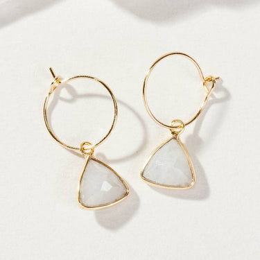 Bermuda Triangle Mini Hoop Earrings moonstone front view