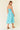 Two Tone Floral Button-Down Bodice Midi Dress in turquoise back view
