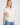 Collared V neck button down line lace shirt with blue denim jeans