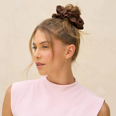 Black & Chocolate Oversized Scrunchies for women hairstyle