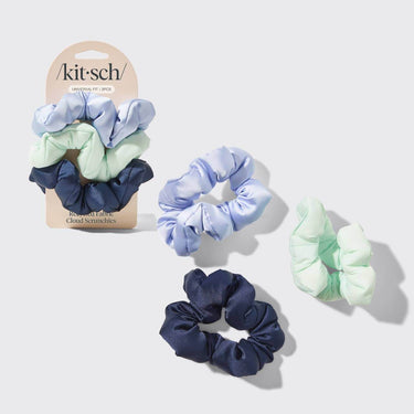 Cloud Scrunchies 3pc Set - Garden Bouquet in soft hues on a card packaging for stylish hair accessories