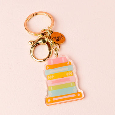Book stack acrylic keychain