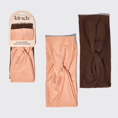 Recycled Fabric Wide Twist Headbands 2pc Set- Rosewood - Headbands