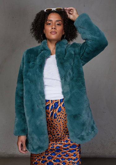 Retro Super Soft Faux Fur Coat - S / Vintage Pine - Coat