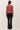 Pointelle 3/4 Sleeve Cardigan in red back view