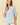 Striped Puff Sleeve Pullover Top in light blue front view