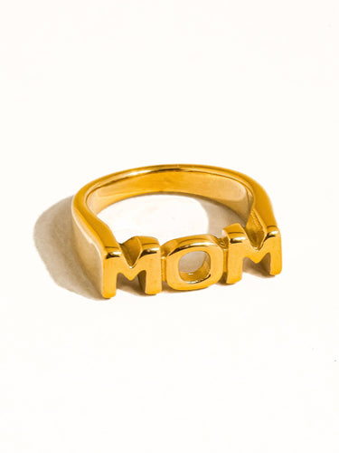 18K gold non-tarnish mom ring