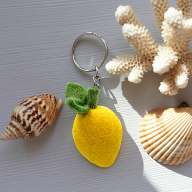 Handmade felt lemon keychain