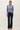 Model wearing blue Ultra Soft Essential Basic Crewneck Button Up Cardigan with pants