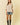 Striped Puff Sleeve Pullover Top in beige full length view