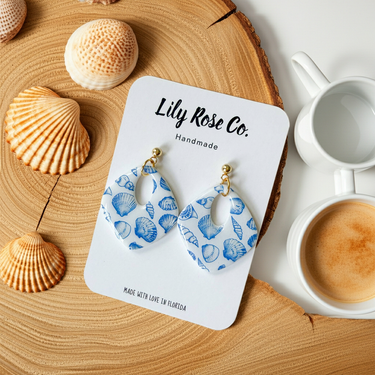 Blue Shell Print Earrings