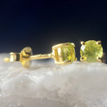 PERIDOT 18K VERMEIL GOLD STUD EARRINGS CIRCLE