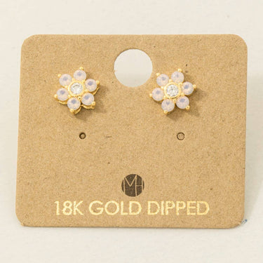 Gold Dipped Dainty Flower Stud Earrings - GPK - Studs