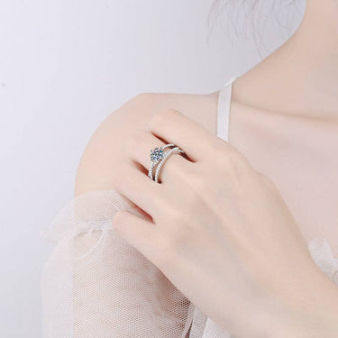 Four-Prong Moissanite Engagement Ring in 925 Sterling Silver